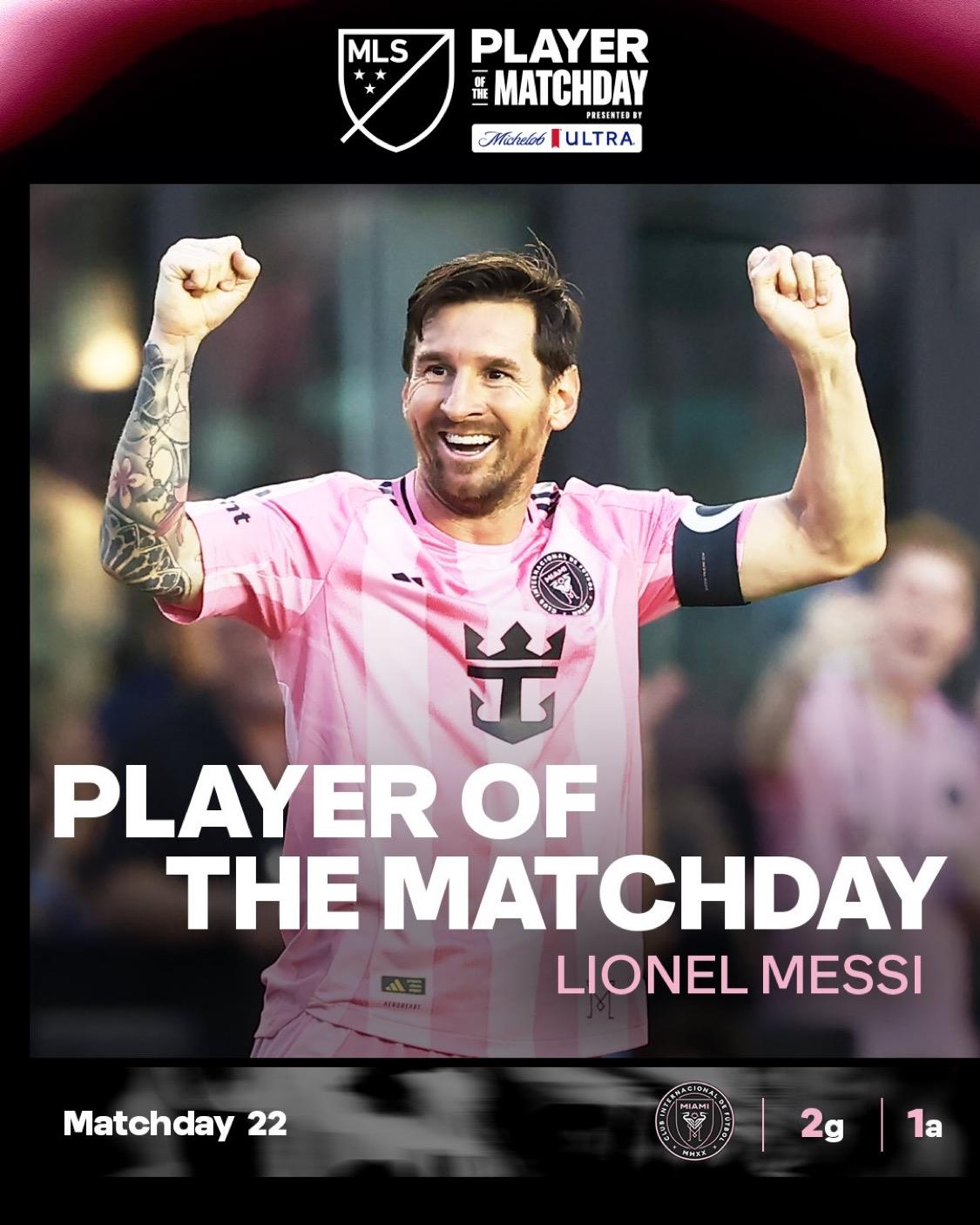 Không thể tranh cãi! Chính thức: Messi được bầu là cầu thủ xuất sắc nhất vòng 22 của MLS Không thể tranh cãi! Chính thức: Messi được bầu là cầu thủ xuất sắc nhất vòng 22 của MLS