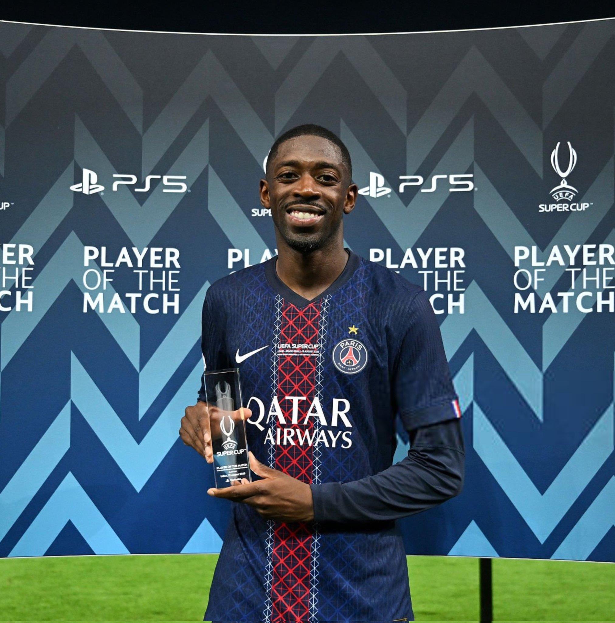 Góp công vào bàn gỡ hòa! Chính thức: Dembélé được bầu là cầu thủ xuất sắc nhất trận chung kết Siêu cúp UEFA Góp công vào bàn gỡ hòa! Chính thức: Dembélé được bầu là cầu thủ xuất sắc nhất trận chung kết Siêu cúp UEFA