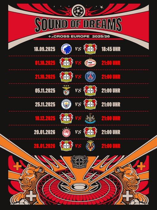 Lịch thi đấu Champions League của Leverkusen: Ngày 22 tháng 10 gặp Paris Saint-Germain, ngày 26 tháng 11 gặp Manchester City Lịch thi đấu Champions League của Leverkusen: Ngày 22 tháng 10 gặp Paris Saint-Germain, ngày 26 tháng 11 gặp Manchester City